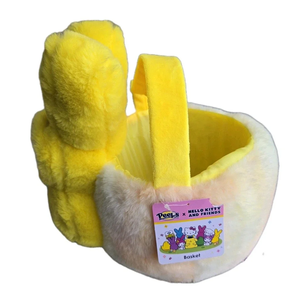 NEW Peeps x‎ HELLO KITTY Easter Basket w/ Handle Bunny Rabbit Plush Basket Blue